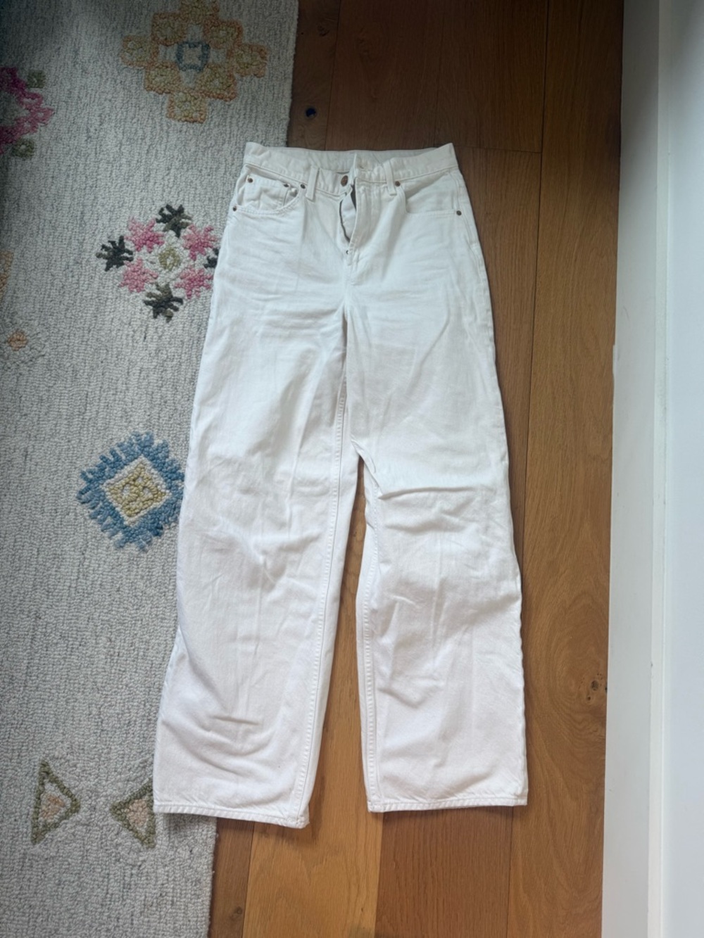 White High-Rise Wide-Leg Women’s Jeans - Mother Snacks Fun Dip Puddle